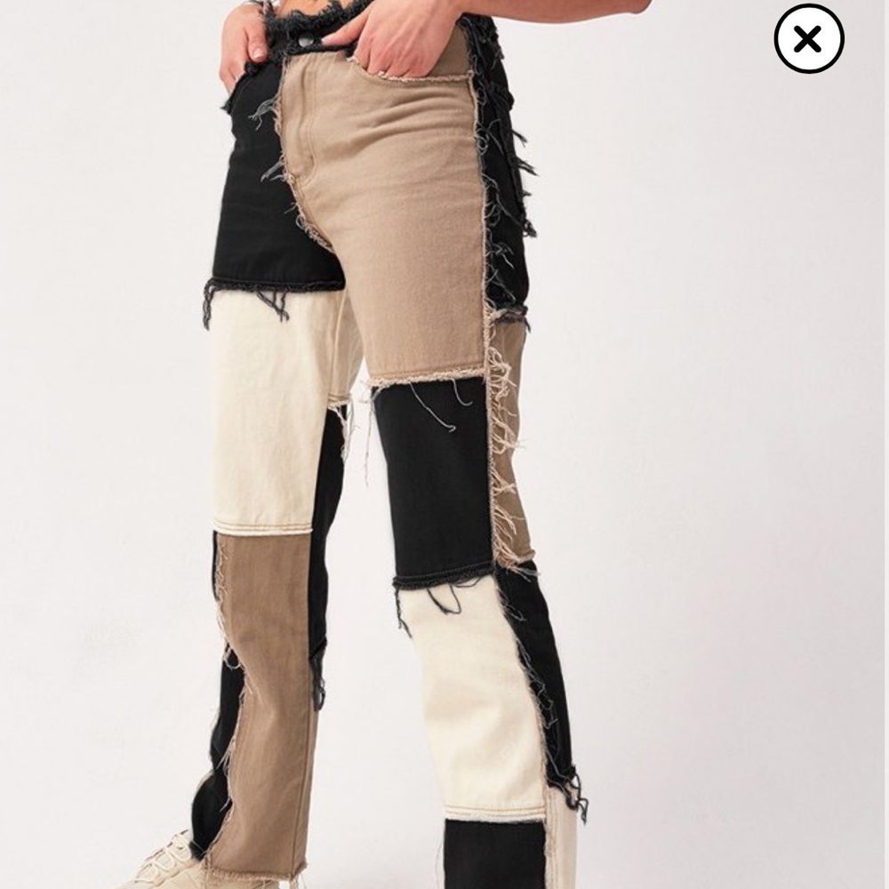 Black and Tan patchwork jean
